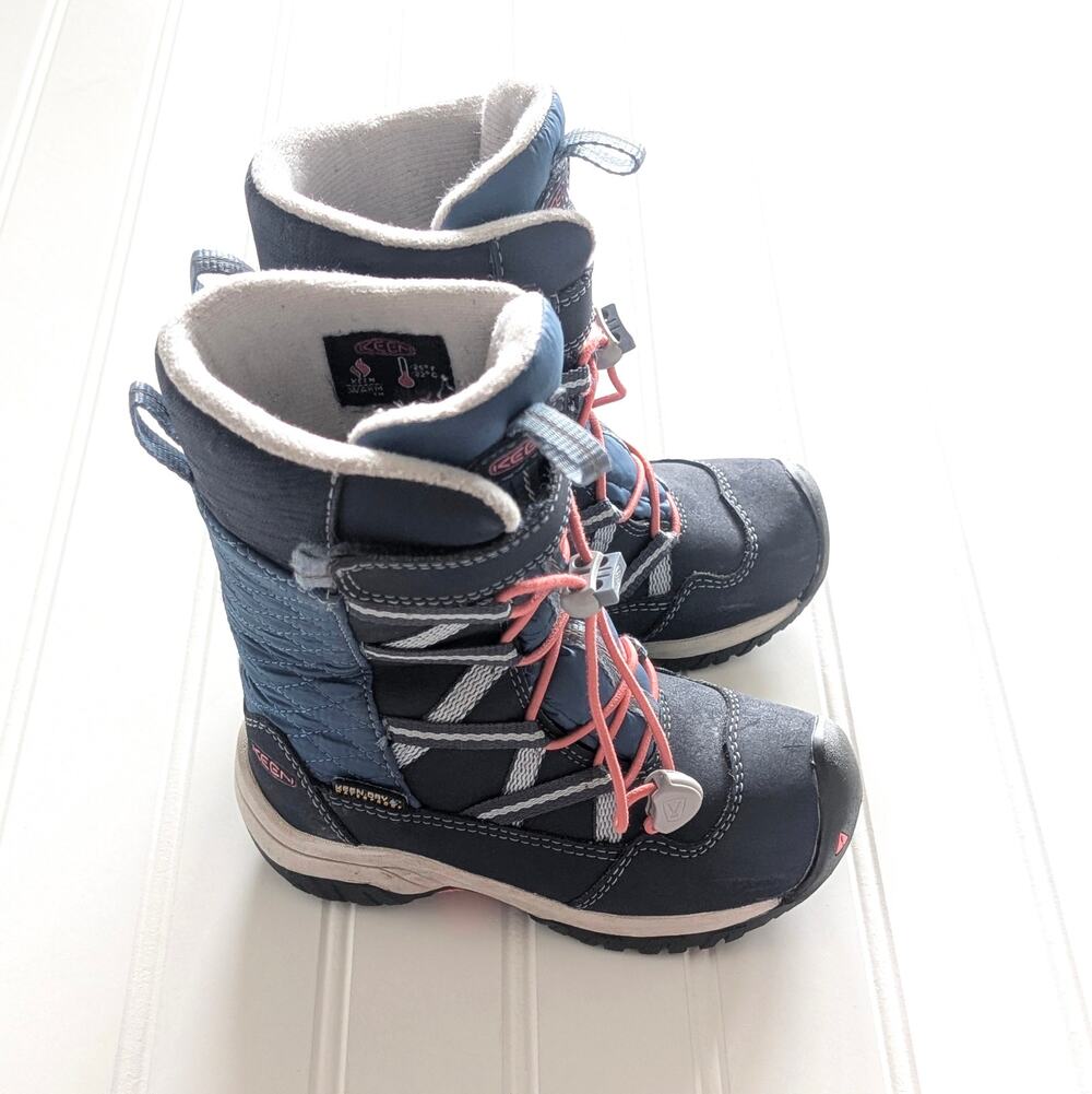 Keen Little Girl's 8 HooDoo Waterproof Winter Boots - Blue Nights/Sugar Coral
